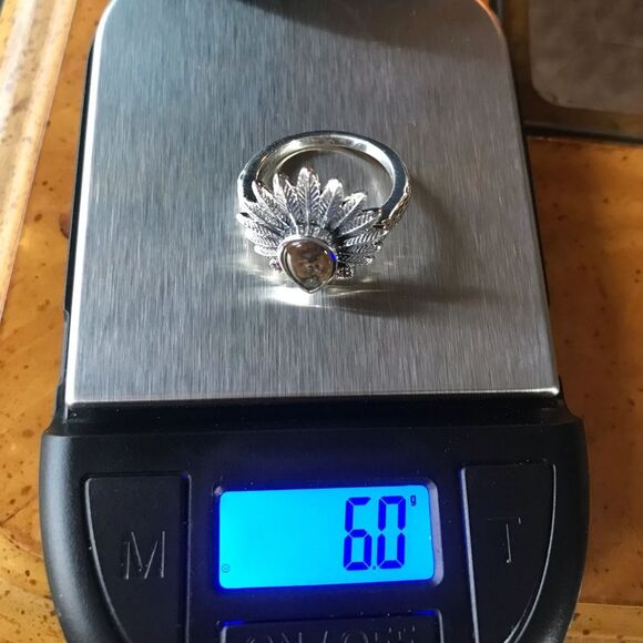 Natural Canadian Ammolite Sterling Silver Headdress Ring - Picture 10 of 10